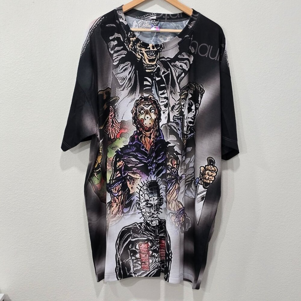 RageOn ✦ Horror Movie Icons Oversized Tee ✦ Black Double-Sided Print 5X NWT - Picture 4 of 11